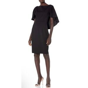 NWT Trina Turk Worldly Dress Black Cape Sleeve Sheath Dress Size 0
